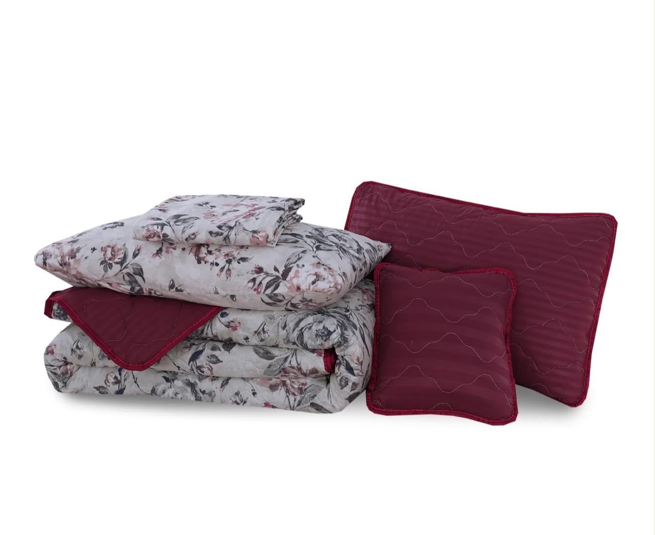 Vintage Rose 7-Piece Quilted Comforter Set