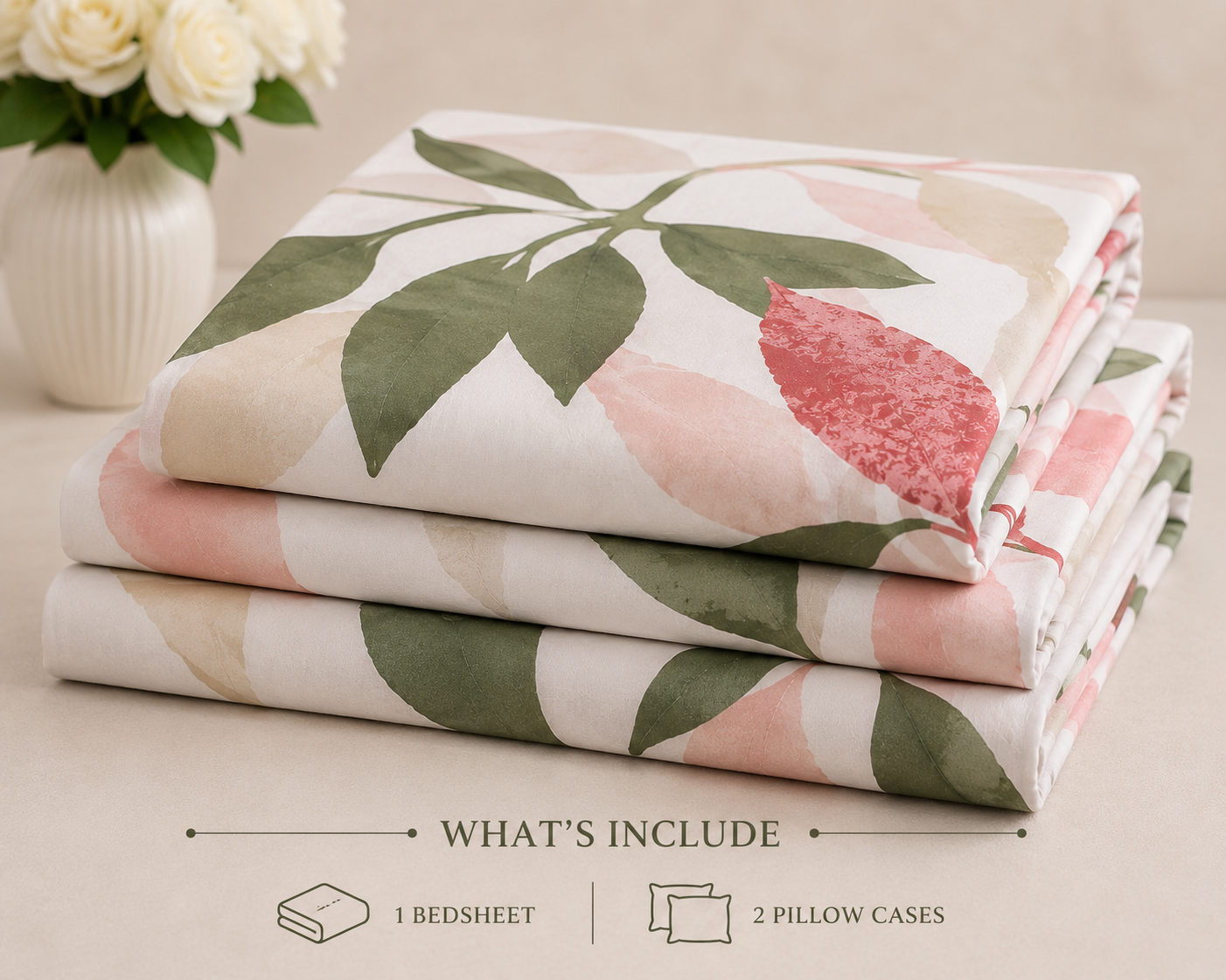 Blush Botanica Premium Botanical Bedsheet Set