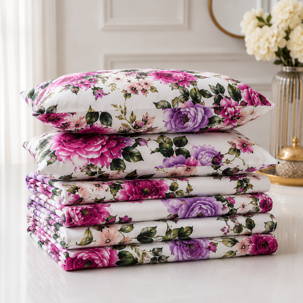 Royal Blossom Premium Floral Bedsheet Set