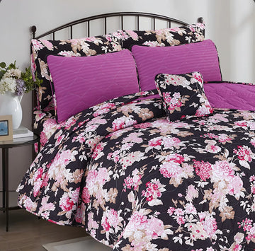 Midnight Blossom 7-Piece Quilted Comforter Set