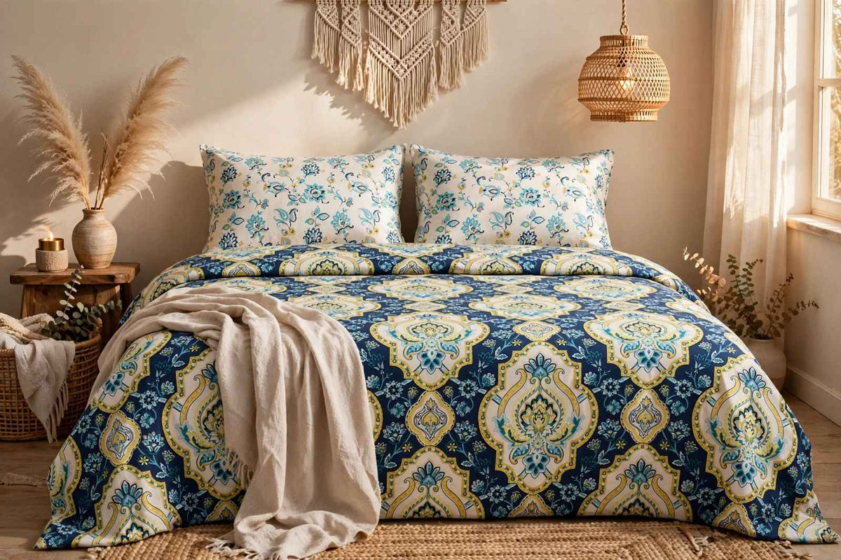 Royal Navy Damask Pure Cotton Bedsheet Set