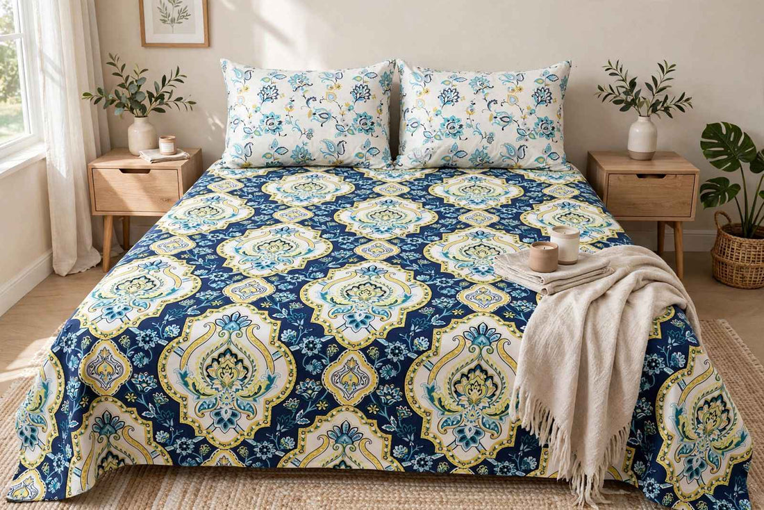 Royal Navy Damask Pure Cotton Bedsheet Set