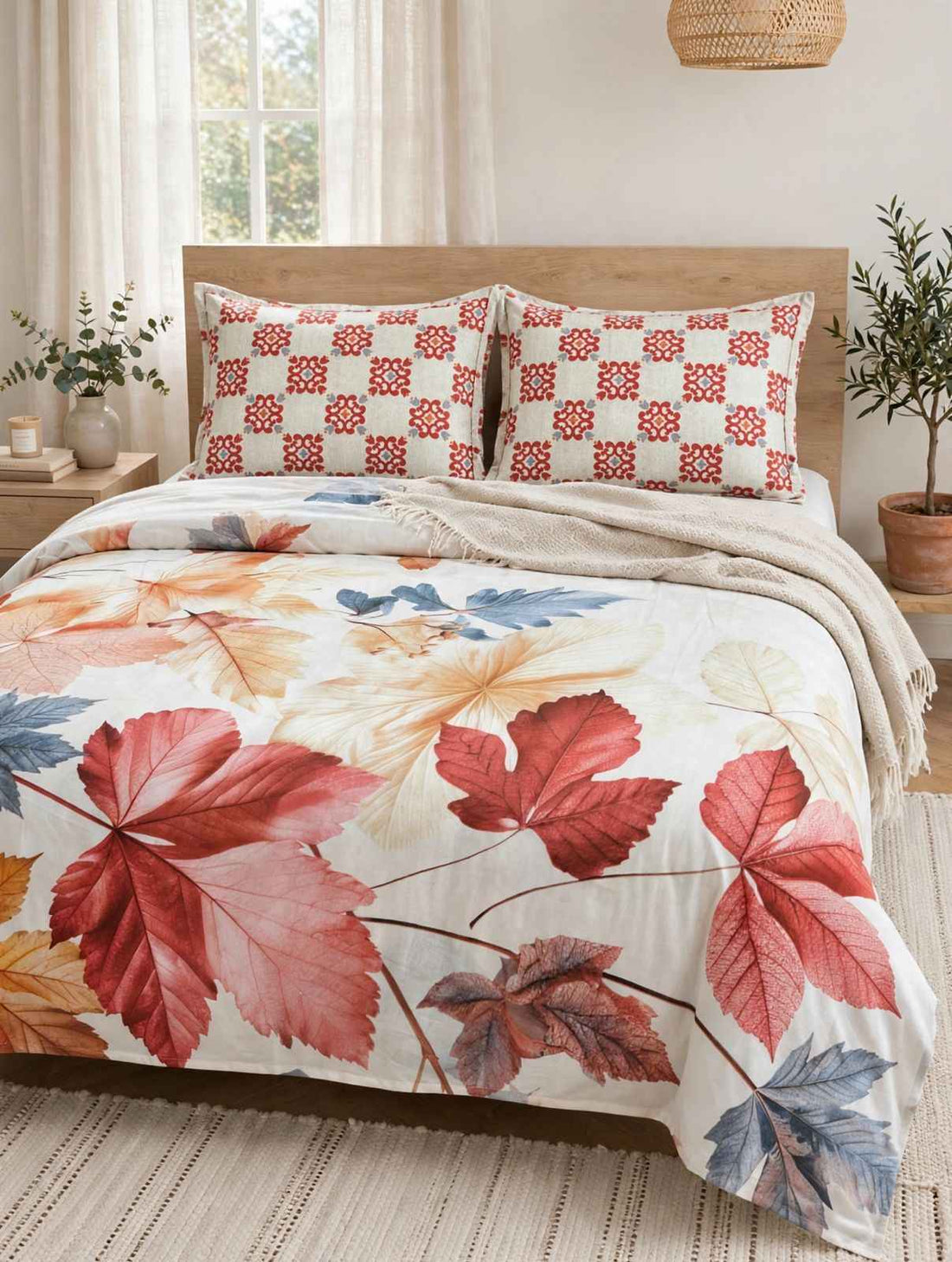 Autumn Maple Leaves Pure Cotton Bedsheet Set