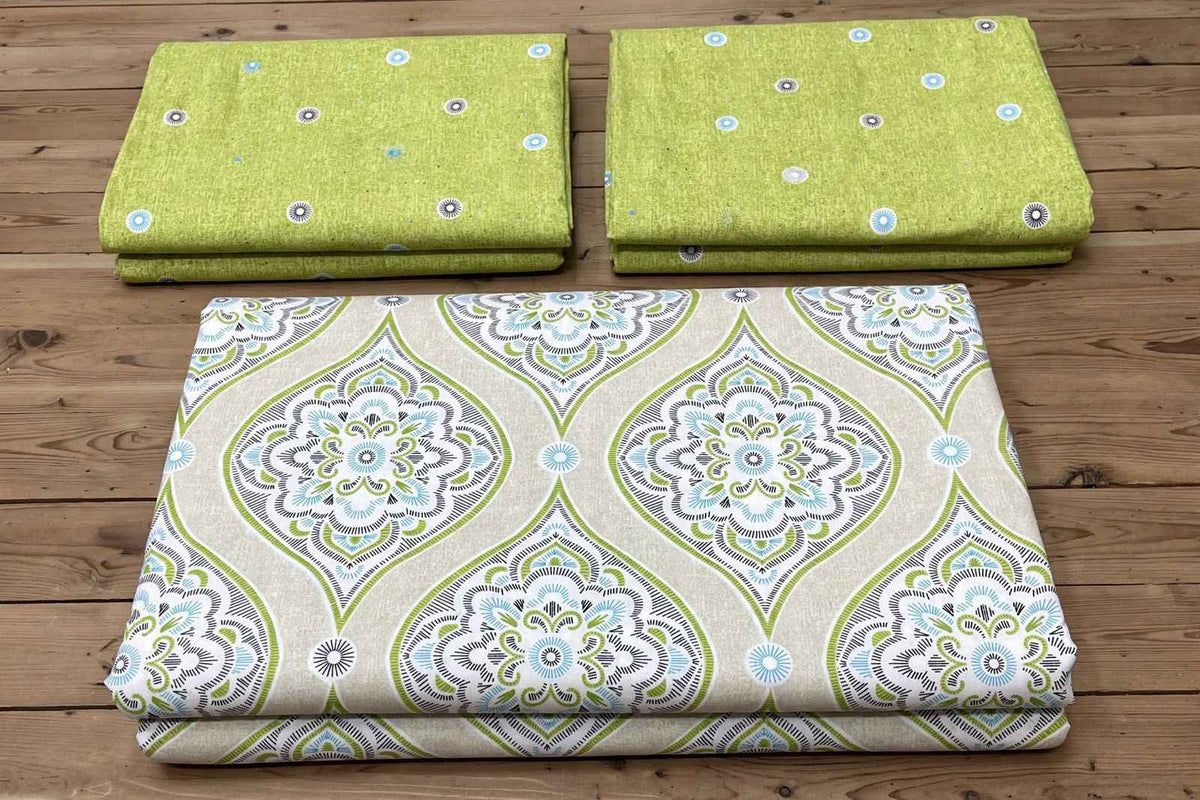 Olive Damask Medallion Pure Cotton Bedsheet Set