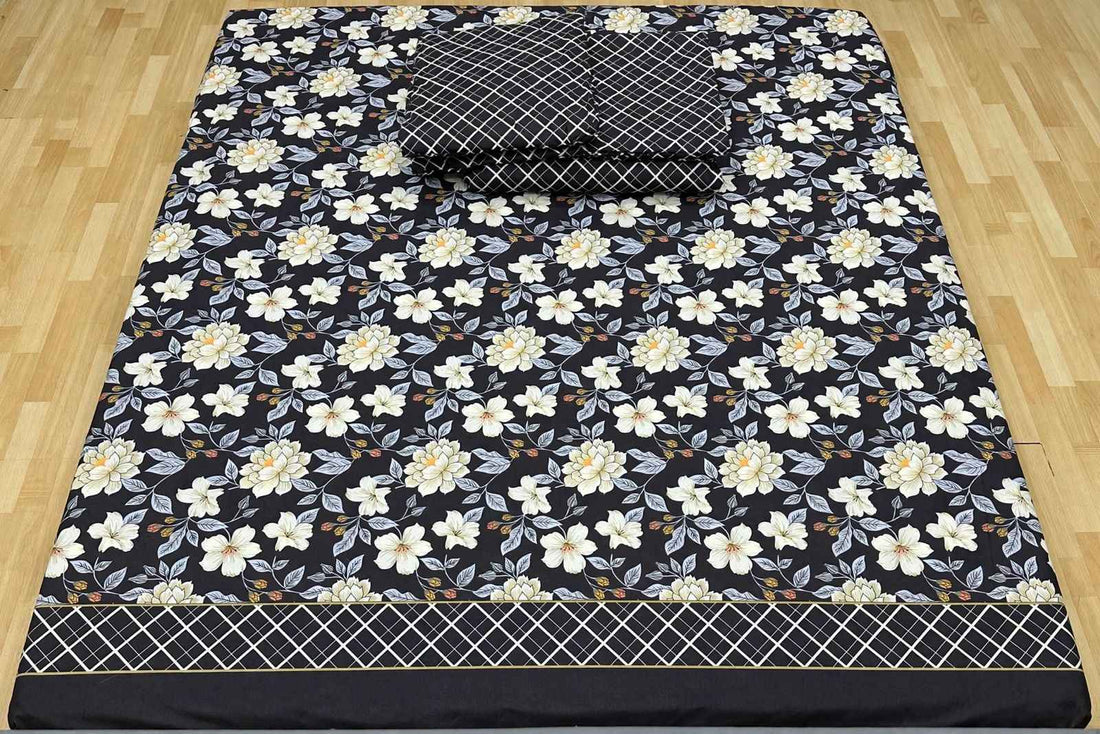 Midnight Blossom Pure Cotton Bedsheet Set