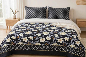 Midnight Blossom Pure Cotton Bedsheet Set