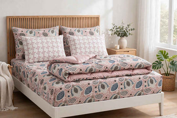 Dusty Rose Paisley Pure Cotton Bedsheet Set