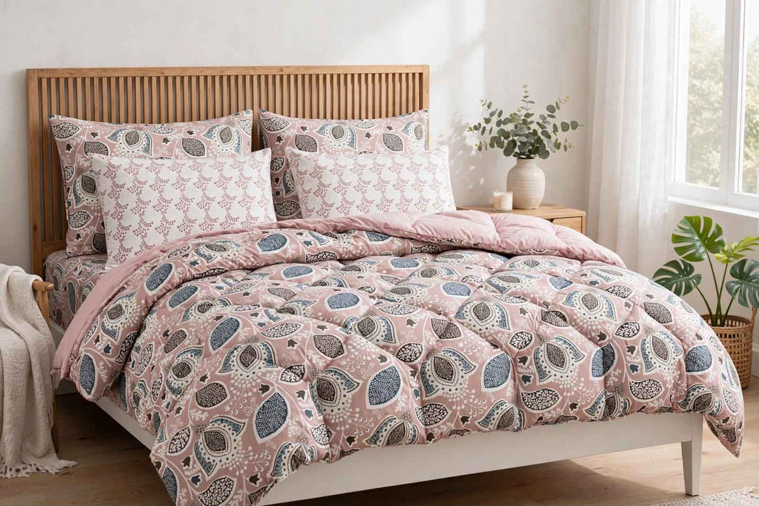 Dusty Rose Paisley Pure Cotton Bedsheet Set