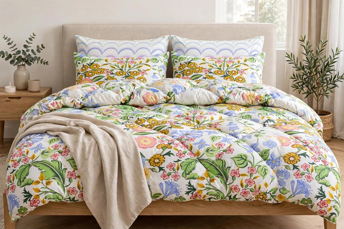 Multicolor Meadow Wildflower Pure Cotton 6 Pcs Comforter Set