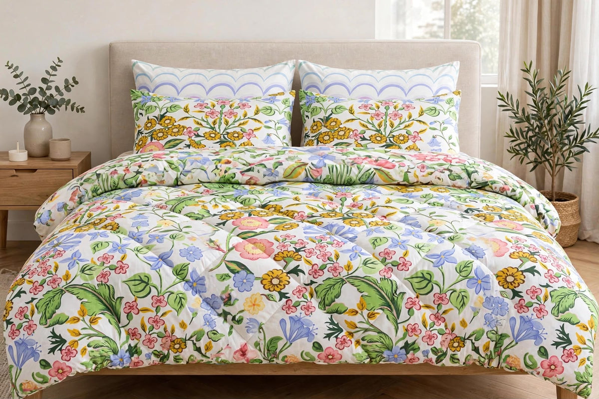 Wildflower Meadow & Scallop Luxe Pure Cotton Duvet Set