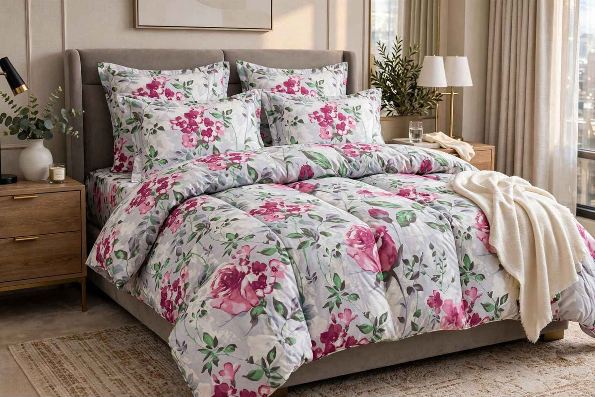 Magenta Rose Garden Luxe Pure Cotton Duvet Set