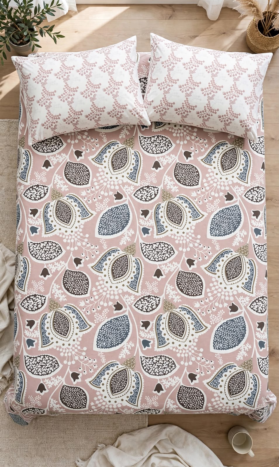 Blush Floral Heritage Pure Cotton Razai Set