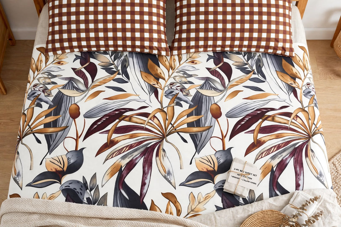 Autumn Tropical Botanical Pure Cotton 3pcs  Bedsheet Set