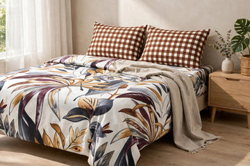 Autumn Tropical Botanical Pure Cotton 3pcs  Bedsheet Set