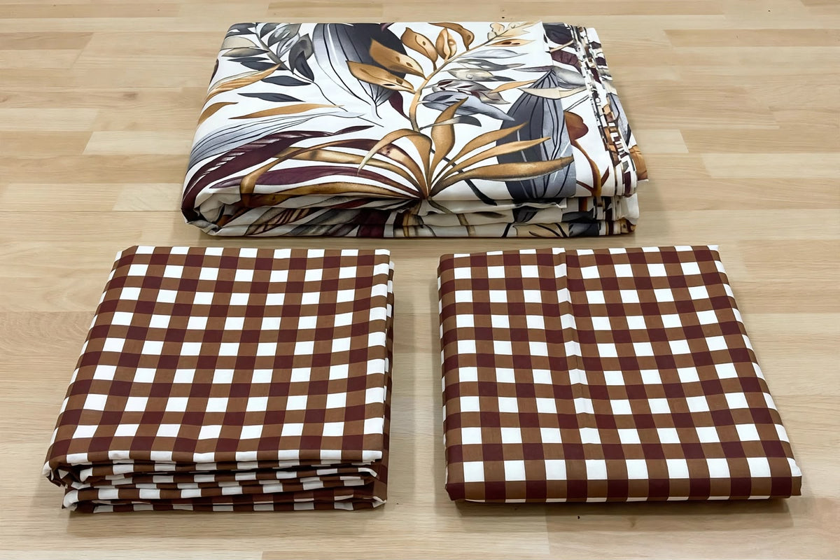 Autumn Tropical Botanical Pure Cotton 3pcs  Bedsheet Set