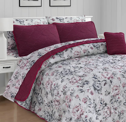 Vintage Rose 7-Piece Quilted Comforter Set