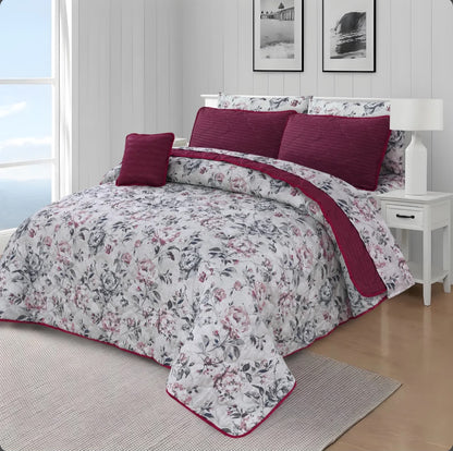 Vintage Rose 7-Piece Quilted Comforter Set