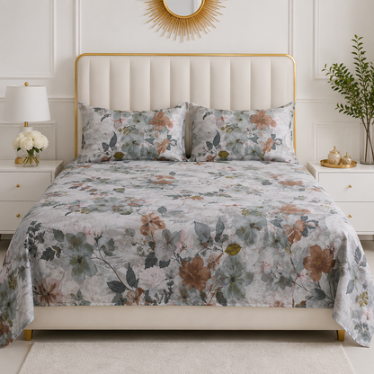 Autumn Whisper Premium Floral Bedsheet Set