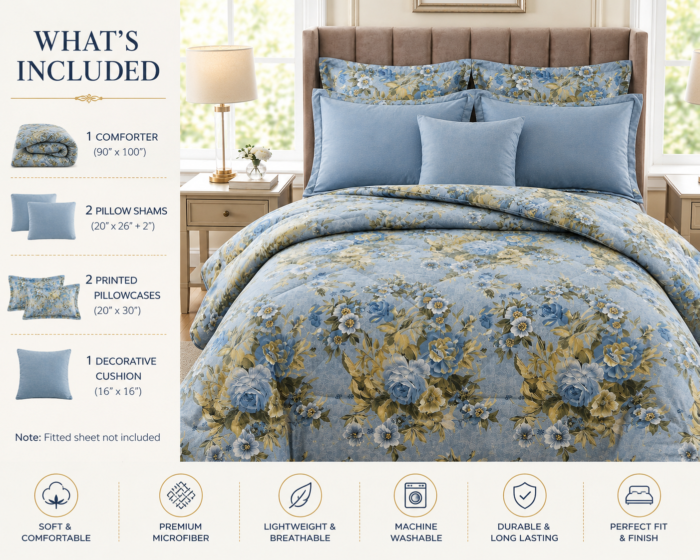 Bluebell Garden 7-Piece Quilted Comforter Set