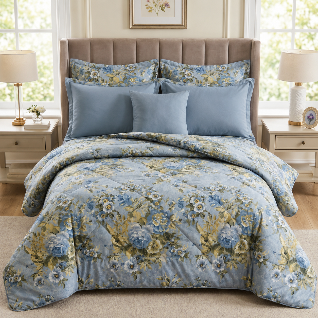 Bluebell Garden 7-Piece Quilted Comforter Set