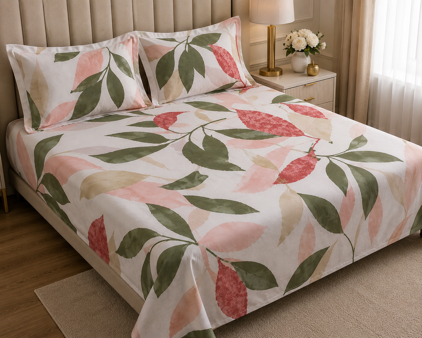 Blush Botanica Premium Botanical Bedsheet Set