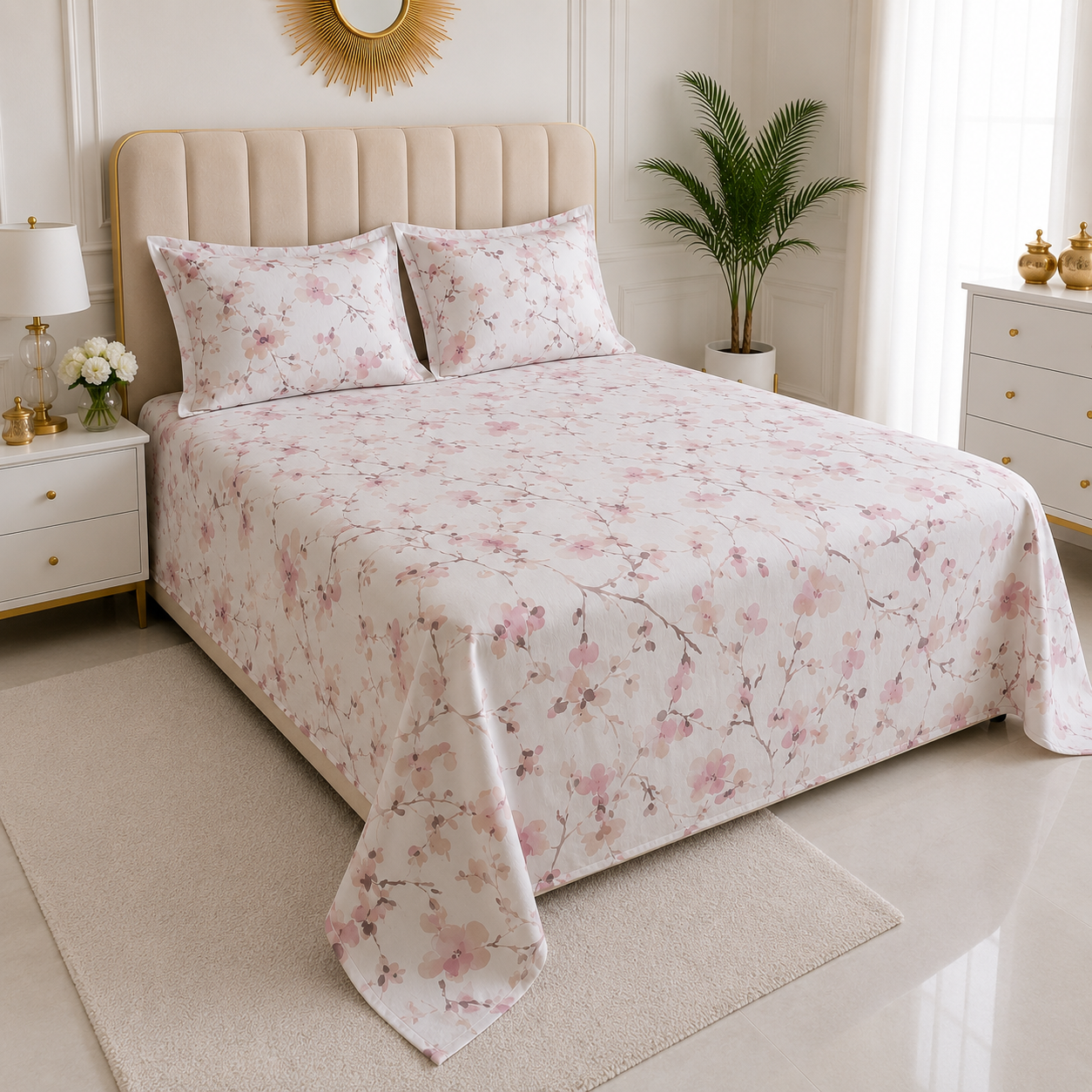 Blush Petals Premium Floral Bedsheet Set