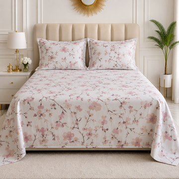 Blush Petals Premium Floral Bedsheet Set