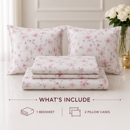 Blush Petals Premium Floral Bedsheet Set
