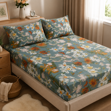 Emerald Meadow Premium Botanical Fitted Sheet