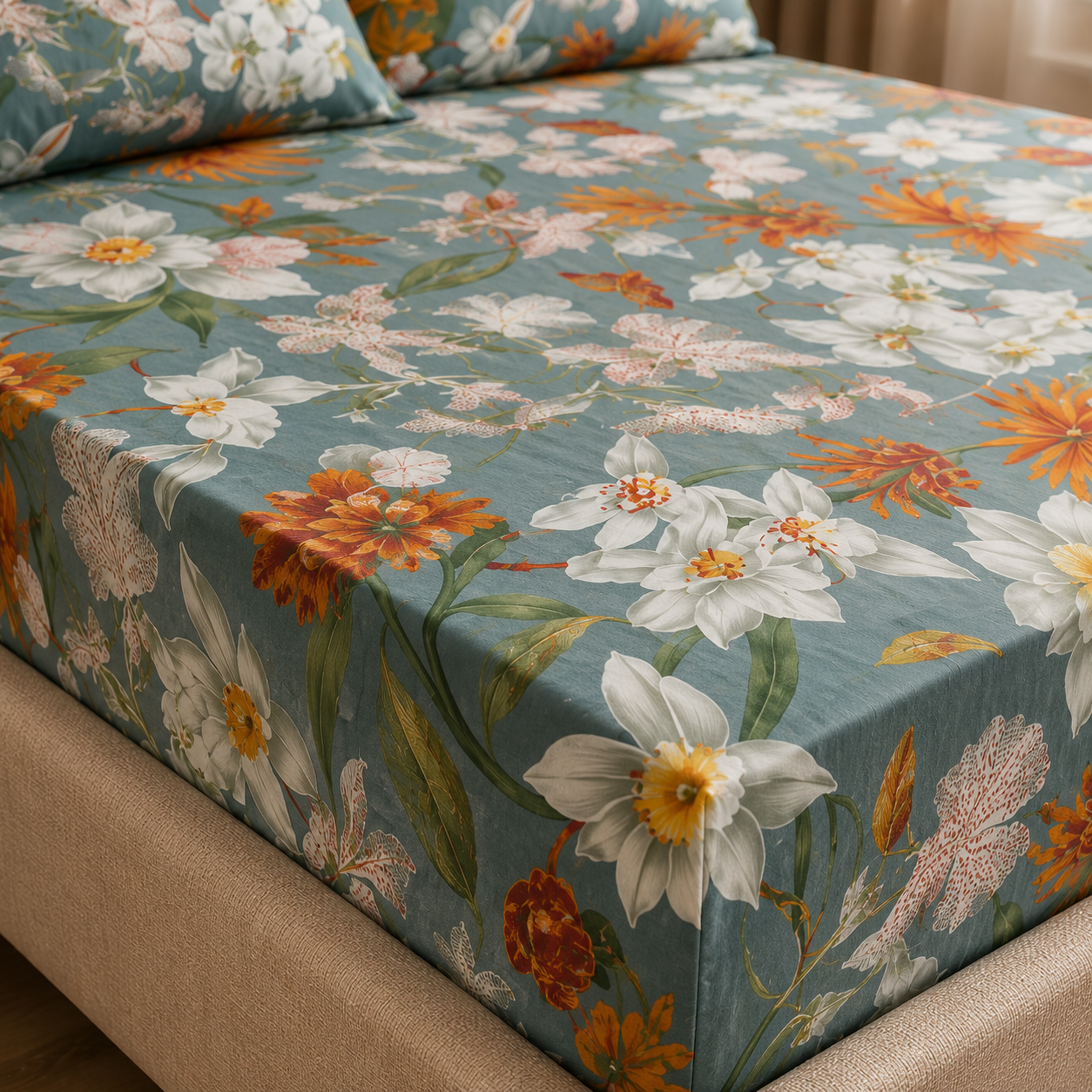 Emerald Meadow Premium Botanical Fitted Sheet
