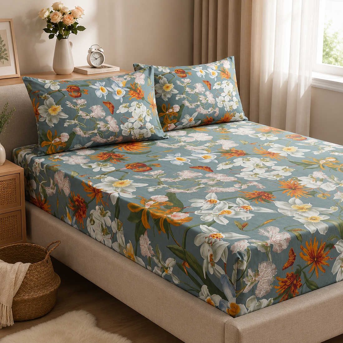 Emerald Meadow Premium Botanical Fitted Sheet