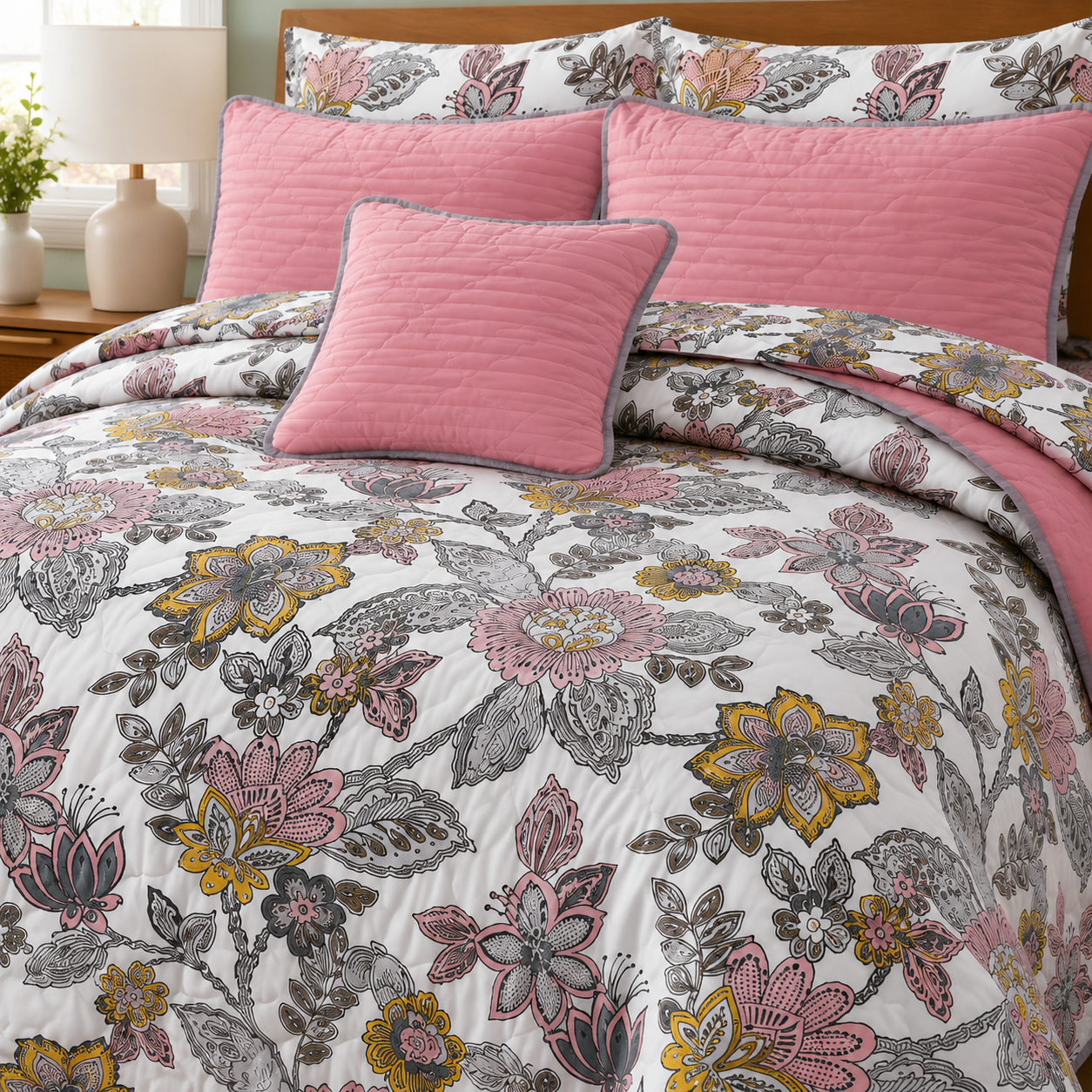 Heritage Blossom Quilted Comforter Set