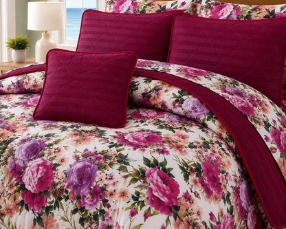 Royal Peony 7-Piece Quilted Comforter Set