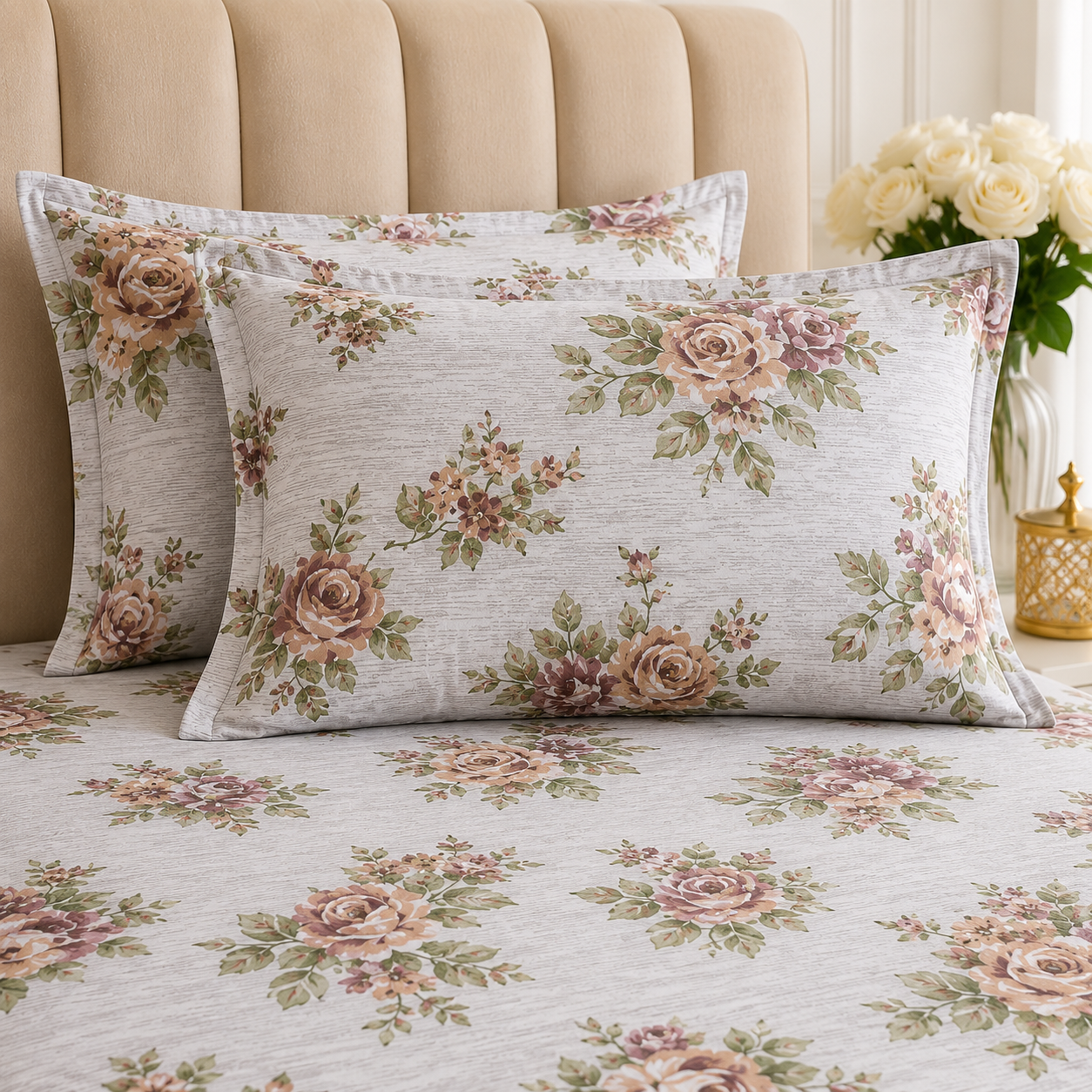 Vintage Rose Premium Floral Bedsheet Set