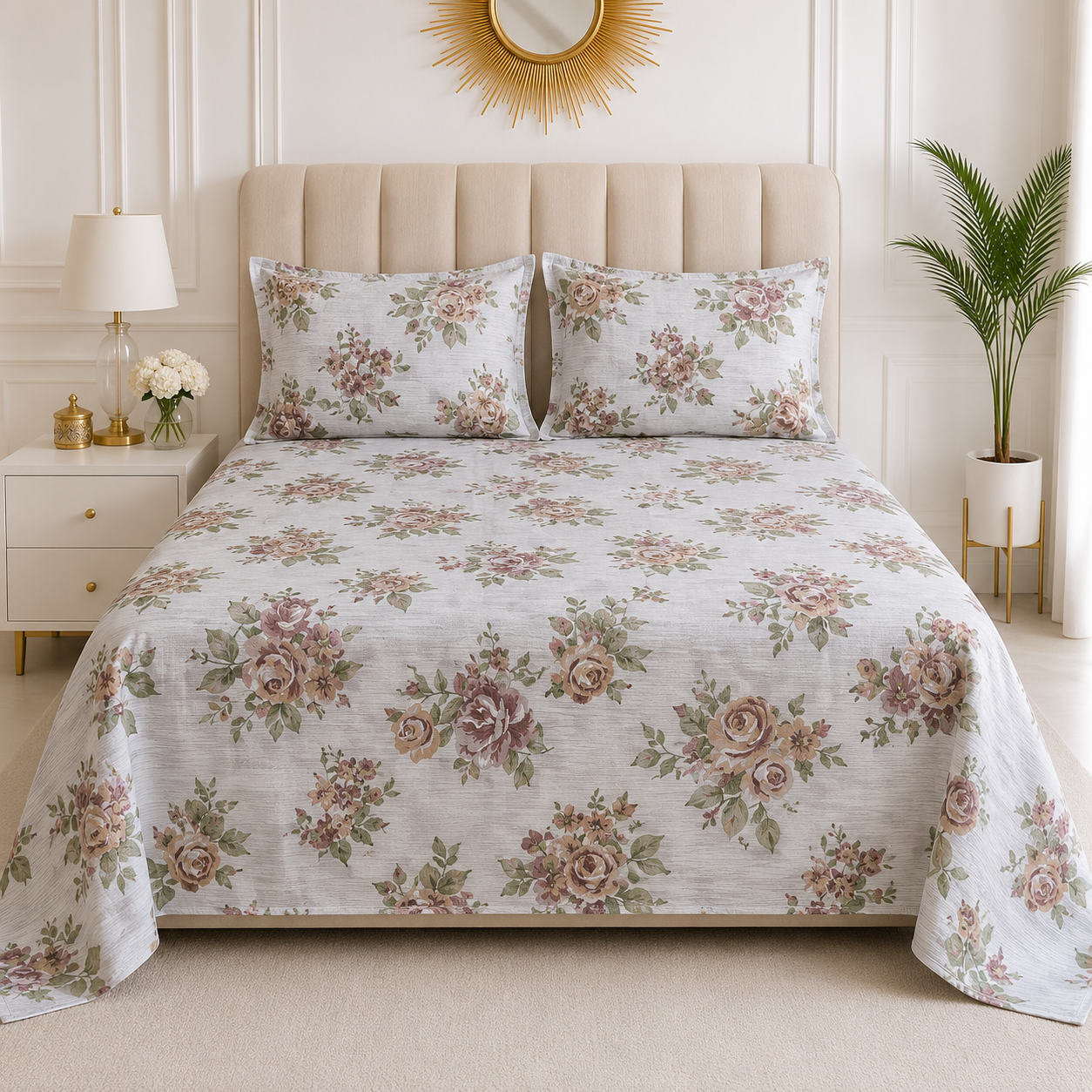 Vintage Rose Premium Floral Bedsheet Set