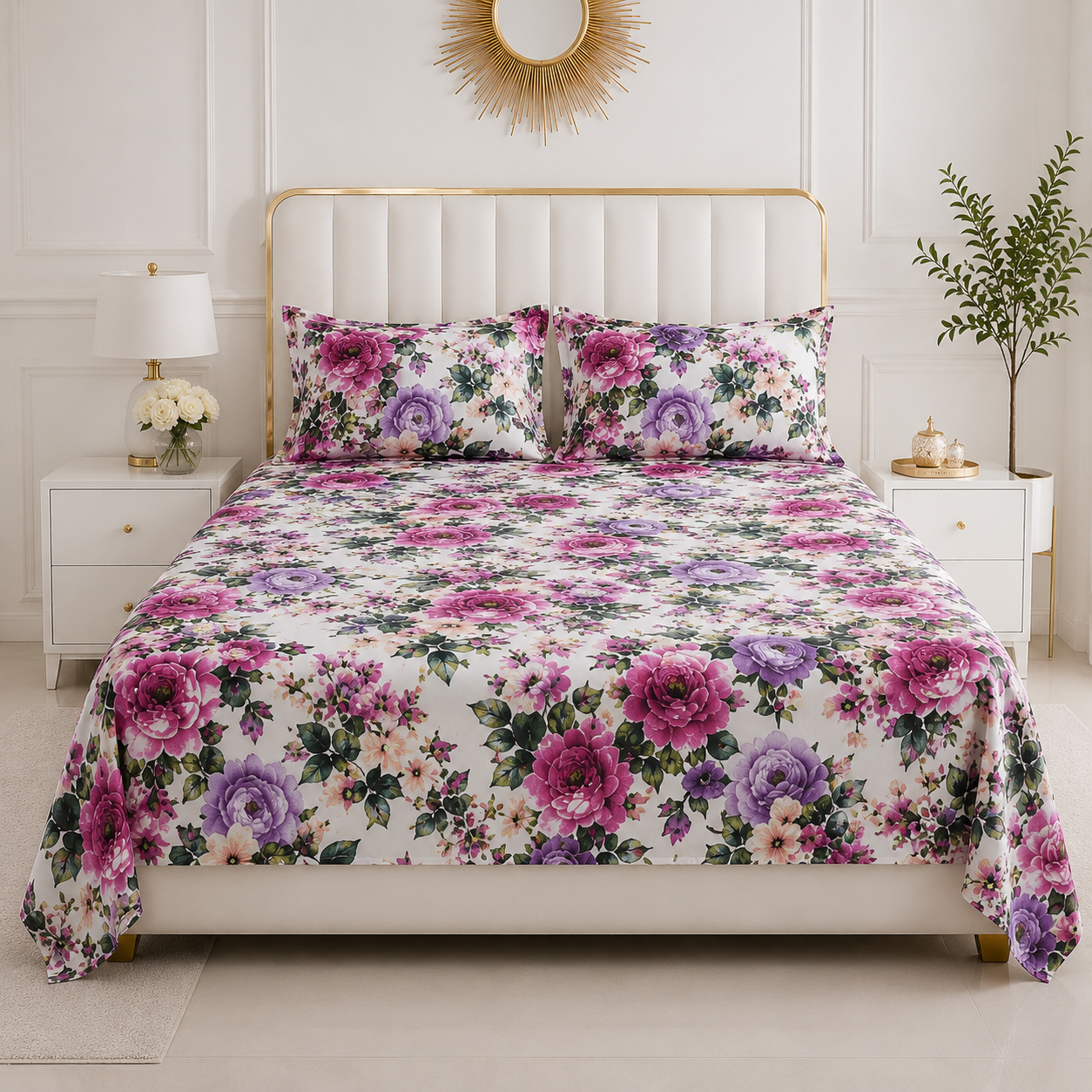Royal Blossom Premium Floral Bedsheet Set