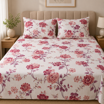 Blush Gardenia Floral Bedsheet Set